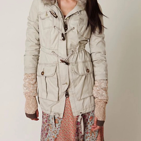 Free People Light Olive Green Gorpcore Sweater Lined Parka Utility Jacket Sz XS - Picture 1 of 15